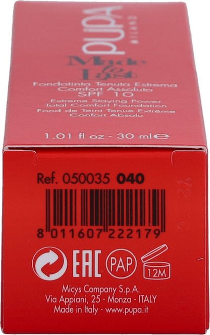 Pupa Made To Last Foundation 040 Medium Beige