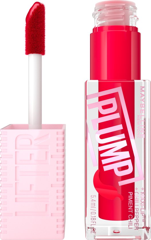 Maybelline | Lifter Plump | Lip Plumping lipgloss, langdurig vollere lippen (verwarmende sensatie met 5% Maxi-Lip™ en chilipeper, Red Flag, 5,4 ml)