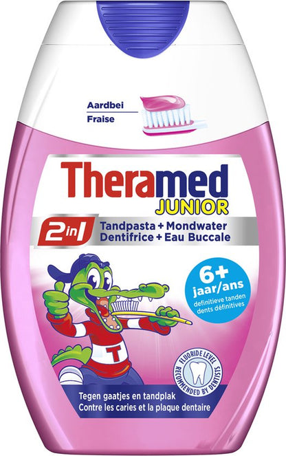 Theramed 2in1 Junior Aardbei - 75 ml - Tandpasta