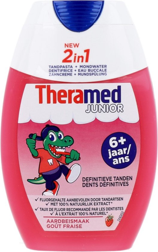 Theramed 2in1 Junior Aardbei - 75 ml - Tandpasta
