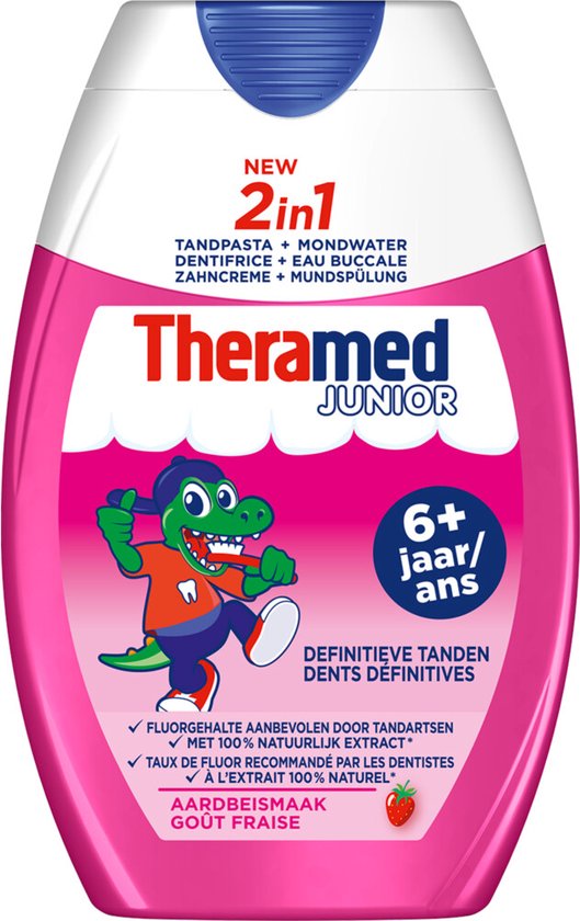 Theramed 2in1 Junior Aardbei - 75 ml - Tandpasta