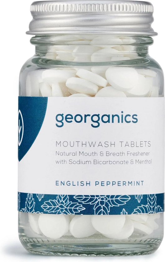 Georganics Mondwater Tabletten - Pepermunt - 180 tabletten - Langdurige frisheid - Antibacteriële spoeling - Eco-vriendelijk