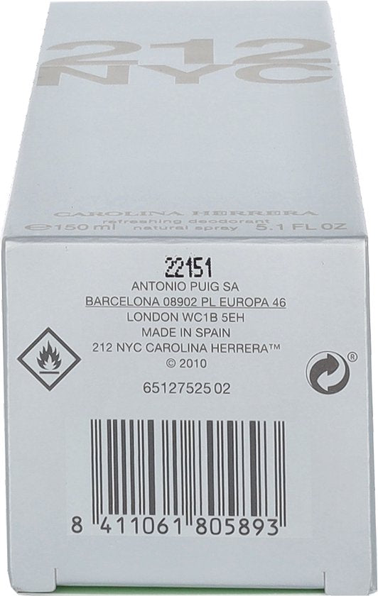 Deodorant Spray Carolina Herrera 212 Women 150 ml