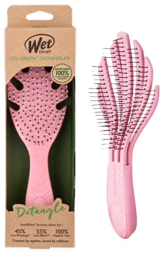 WetBrush Go Green Curl Detangler - Roze - Ontwarrende Haarborstel Voor Krullend Haar - Gemaakt Van Plantaardige Materialen - Ultra Zachte IntelliFlex® Borstelharen - Vermindert Haarbreuk – Voor Nat & Droog Haar – Geschikt Voor Alle Krultypes