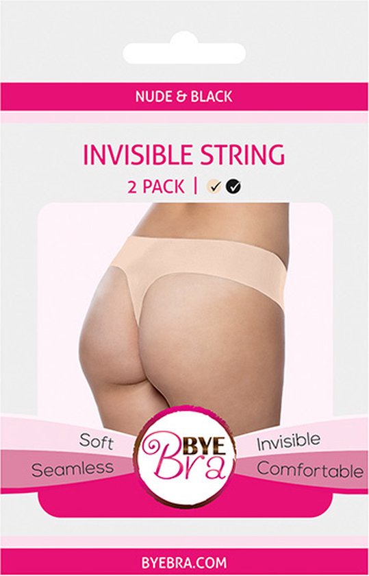 Bye Bra Onzichtbare String - 2 Pack Beige/Zwart, S
