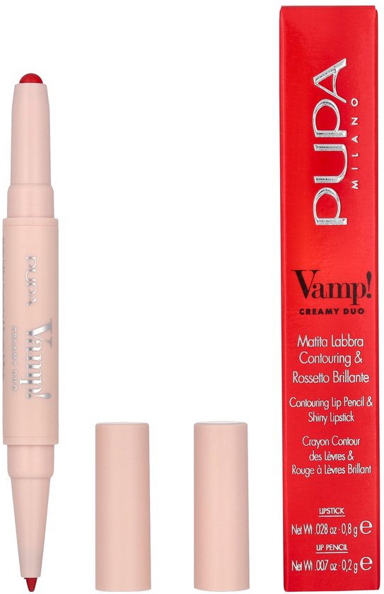 PUPA Milano Vamp! Creamy Duo Lip Pencil & Shiny Lipstick 011 Orange Red 0,8 gr
