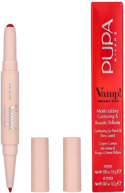 PUPA Milano Vamp! Creamy Duo Lip Pencil & Shiny Lipstick 011 Orange Red 0,8 gr