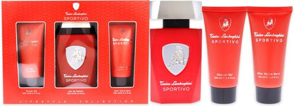 Tonino Lamborghini Sportivo Eau De Toilette 125ml Spray Gel De Baño 100ml Balsamo After Shave 100ml