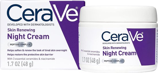 CeraVe Huidvernieuwende Nachtcrème | Niacinamide, Peptide Complex en Hyaluronzuur Moisturizer voor Gezicht | 48g