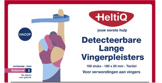 HeltiQ Vingerpleisters Detecteerbaar - 180x20 mm - Textiel - PE 100 stuks - Blauw
