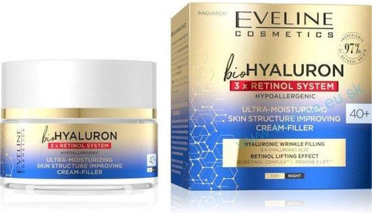Eveline Cosmetics BioHyaluron 3x Retinol System 40+ Ultra-Moisturizing Skin Structure Improving Cream 50ml.