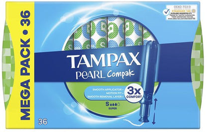 Tampax Pearl Compak Super - Tampons Met Inbrenghuls - 36 stuks