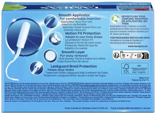 Tampax Pearl Compak Super - Tampons Met Inbrenghuls - 36 stuks