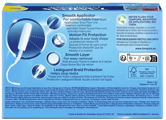 Tampax Pearl Compak Regular Tampons Met Inbrenghuls x36