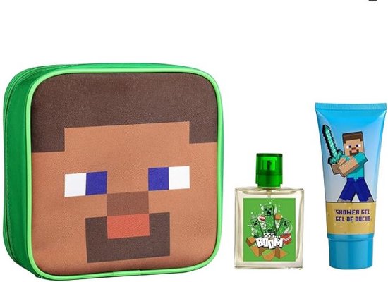 Minecraft toilettas gevuld - eau de toilette 50 ml & Shower Gel 100 ml - Kinder Geurtje - Minecraft - cadeau - geschenkset