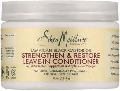 SheaMoisture Strengthen & Restore Leave-In Conditioner - Jamaican Black Castor Oil - zonder siliconen en sulfaten - 431 ml