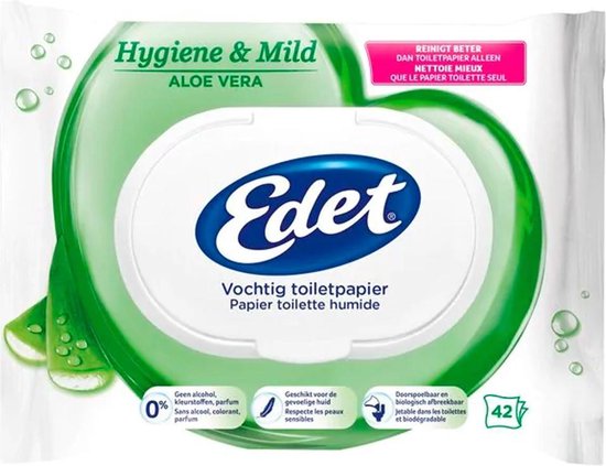 Edet Vochtig toiletpapier aloe .42st.