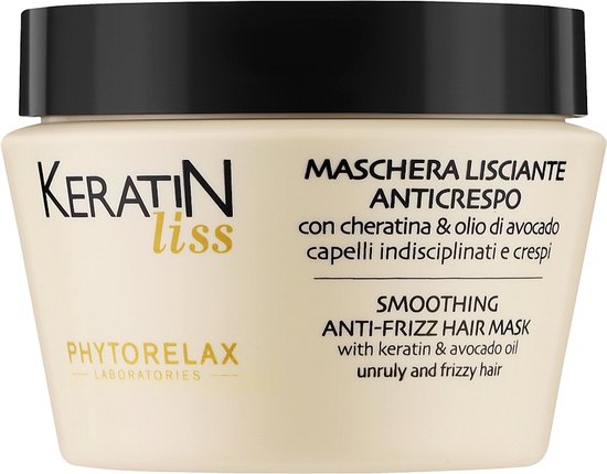 Phytorelax Keratin Liss Anti-Frizz Haarmasker – met Keratine & Avocado-olie – voor Pluizig & Onhandelbaar Haar – 250ml