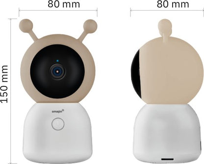 omajin Baby Camera - IP-camera - Babycam - 2K HD - Pan & Tilt - Bewegingsmelder - Nachtzicht - Tweerichtingsaudio - incl. 64GB MicroSD-kaart - Wit