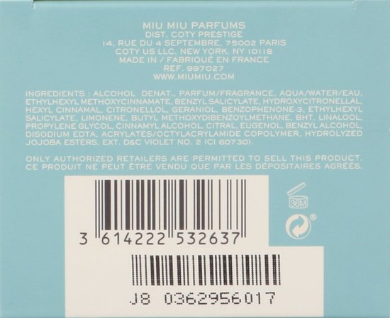 Miu Miu L'Eau Bleue Eau de Parfum Spray 100 ml