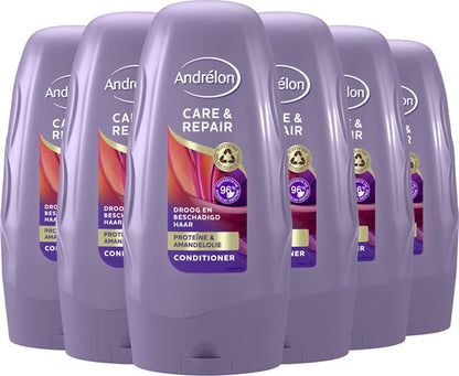 Andrélon Conditioner - Care & Repair - verrijkt met proteïne en amandelolie - 6 x 250 ml - Voordeelverpakking