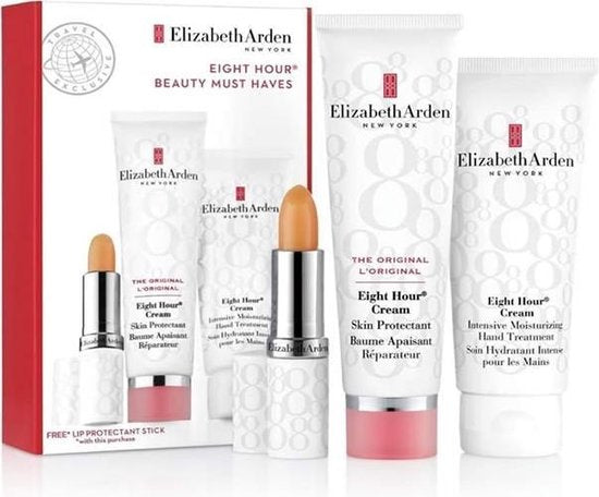 Elizabeth Arden Eight Hour Cream Skin Protectant geschenkset -Elizabeth Arden Eight Hour Cream Skin Protectant Cofanetto cura protettiva 50 ml + Crema mani idratante 75 ml + Balsamo labbra idratante SPF15 3,7g