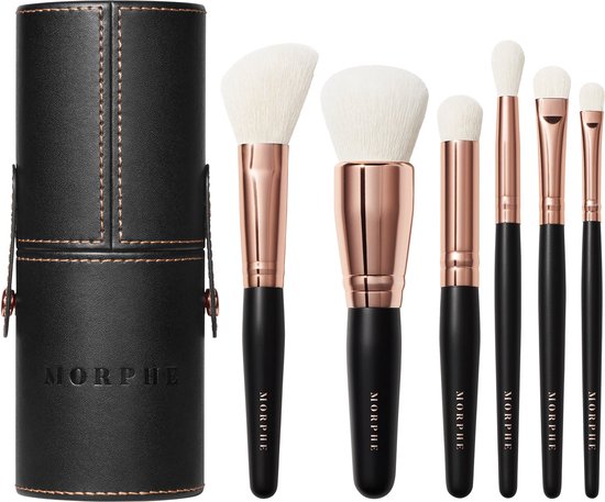 Morphe Rosé Away travel brush set Make-up kwasten collectie + case