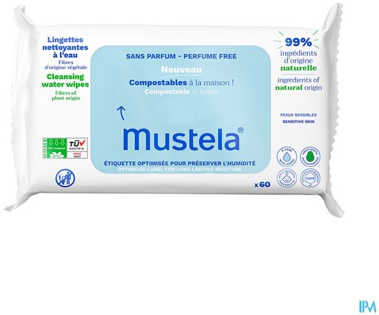 Mustela Reinigende Doekjes Water Z/parfum 60