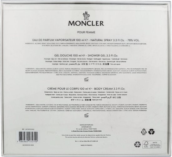 Moncler Pour Femme Set - 100 ml Eau de Parfum + 100 ml Gel Douche + 100 ml Body Cream - Damesgeur
