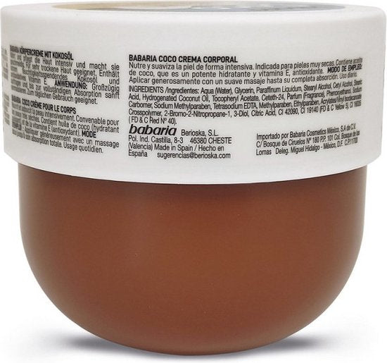 Lichaamscrème Babaria Kokosnoot (400 ml)