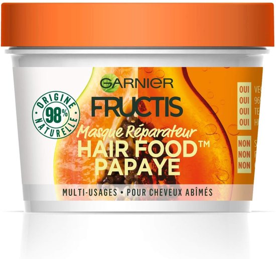 Garnier Fructis Hair Food Papaya 3-in-1 Herstellend Haarmasker - Beschadigd Haar - 400ml