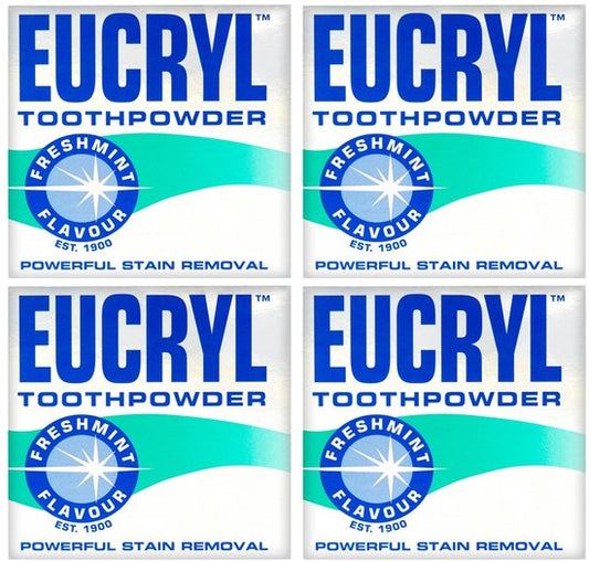 Eucryl Tandpoeder - Fresh Mint, krachtige vlekverwijdering, tandenbleking (4 x 50g)