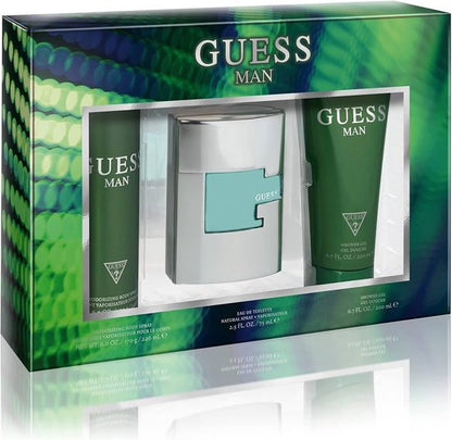 GUESS Man Eau de Toilette 3 Stuks Cadeau Set - Cologne Spray 75ml Deodorizing Body Spray 226ml en Douche Gel 200ml