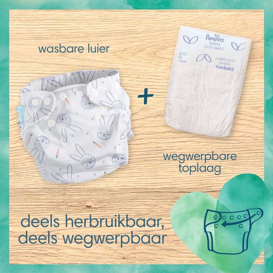 Pampers Harmonie Hybrid starterspakket - 1 wasbare luiers  15 wegwerpbare toplagen