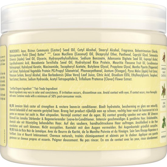 SheaMoisture Strengthen & Restore Leave-In Conditioner - Jamaican Black Castor Oil - zonder siliconen en sulfaten - 431 ml