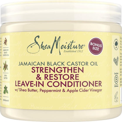 SheaMoisture Strengthen & Restore Leave-In Conditioner - Jamaican Black Castor Oil - zonder siliconen en sulfaten - 431 ml
