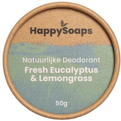 HappySoaps Natuurlijke Deodorant - Fresh Eucalyptus & Lemongrass - Energieke Geurexplosie - 100% Plasticvrij, Vegan & Natuurlijk - 50gr