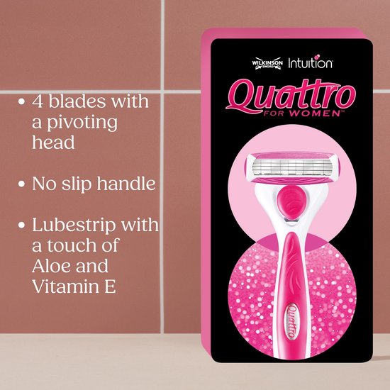 Wilkinson Sword Quattro for Women - Scheermes - Voordeelverpakking XXL - Navulmesjes 8 stuks - met Houder