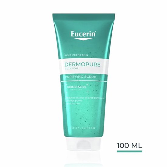 Eucerin DermoPure Face Scrub - Gezichtsscrub met Lactic Acid - Face Wash - Gezichtsreiniger Vermindert Puistjes - 200 ml