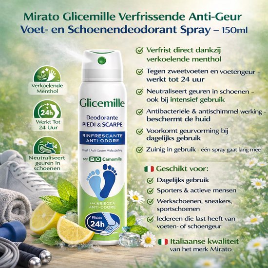 Voetendeodorant & Schoenenspray – Tegen Zweetvoeten & Stinkende Schoenen – Anti Geur Spray voor Voeten & Schoenen – Verfrissende Voetenspray 150ml