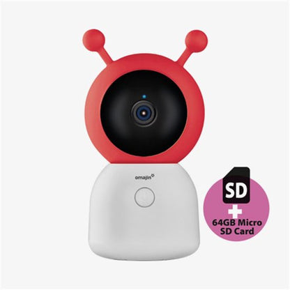 omajin Baby Camera - IP-camera - Babycam - 2K HD - Pan & Tilt - Bewegingsmelder - Nachtzicht - Tweerichtingsaudio - incl. 64GB MicroSD-kaart - Wit