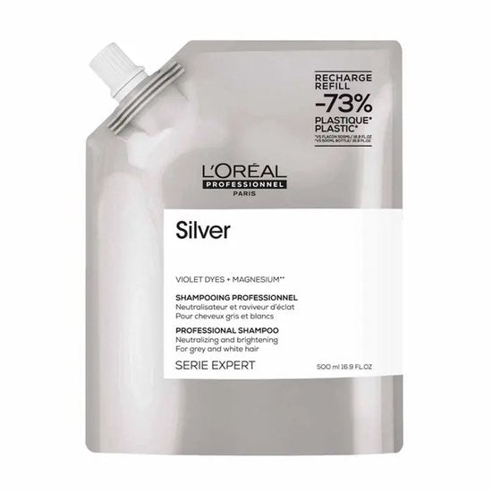 L’Oréal Professionnel Silver Shampoo for Grey, White or Light Blonde Hair 500ml Refill