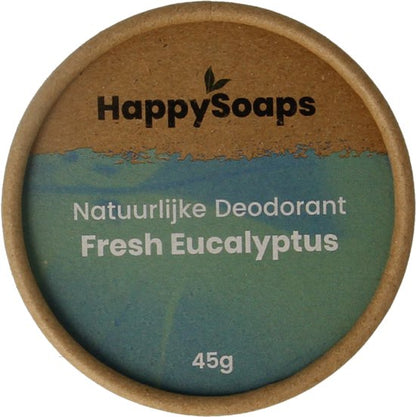 HappySoaps Natuurlijke Deodorant - Fresh Eucalyptus & Lemongrass - Energieke Geurexplosie - 100% Plasticvrij, Vegan & Natuurlijk - 50gr