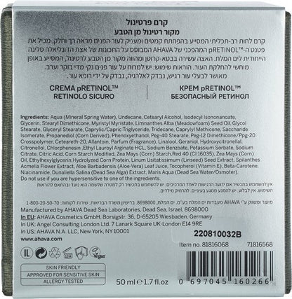 AHAVA Safe Retinol Crème | Vermindert Rimpels & Fijne Lijntjes | Langdurige Hydratatie | Anti-Rimpel & Anti-Aging | Retinol Dagcrème voor Dames & Here