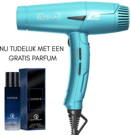 PARLUX Elysium Haardroger Azzuro 2300W + Gratis Eau De Parfum Saviour Intense, 30ml