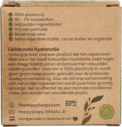 HappySoaps Conditioner Bar - Aloe Vera Love - Beschadigd, Normaal en Vet Haar - 100 Plasticvrij, Natuurlijk en Vegan - 65gr
