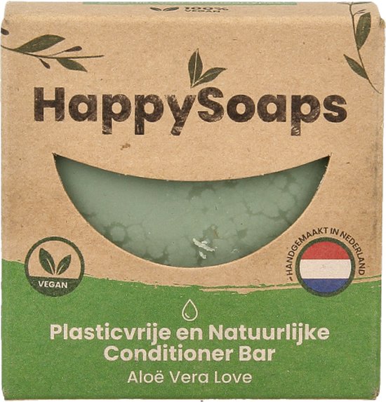 HappySoaps Conditioner Bar - Aloe Vera Love - Beschadigd, Normaal en Vet Haar - 100 Plasticvrij, Natuurlijk en Vegan - 65gr