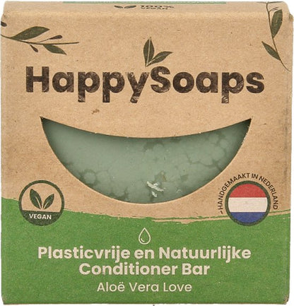 HappySoaps Conditioner Bar - Aloe Vera Love - Beschadigd, Normaal en Vet Haar - 100 Plasticvrij, Natuurlijk en Vegan - 65gr