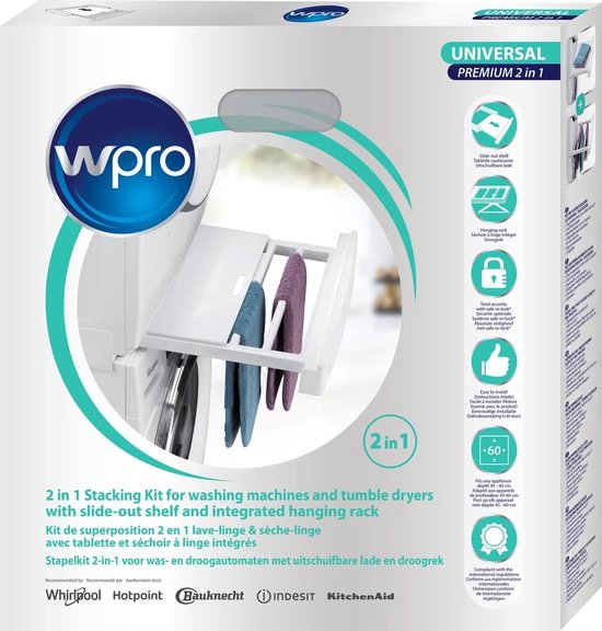 Wpro SKP101 - Stapelkit met uitschuifbaar droogrek - Universeel
