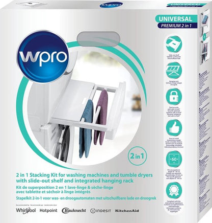 Wpro SKP101 - Stapelkit met uitschuifbaar droogrek - Universeel